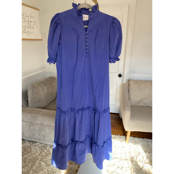 Pomander Place Blue Maxi Dress Cottagecore Ruffle Tiered Old Money Quiet Luxury - Picture 2 of 10